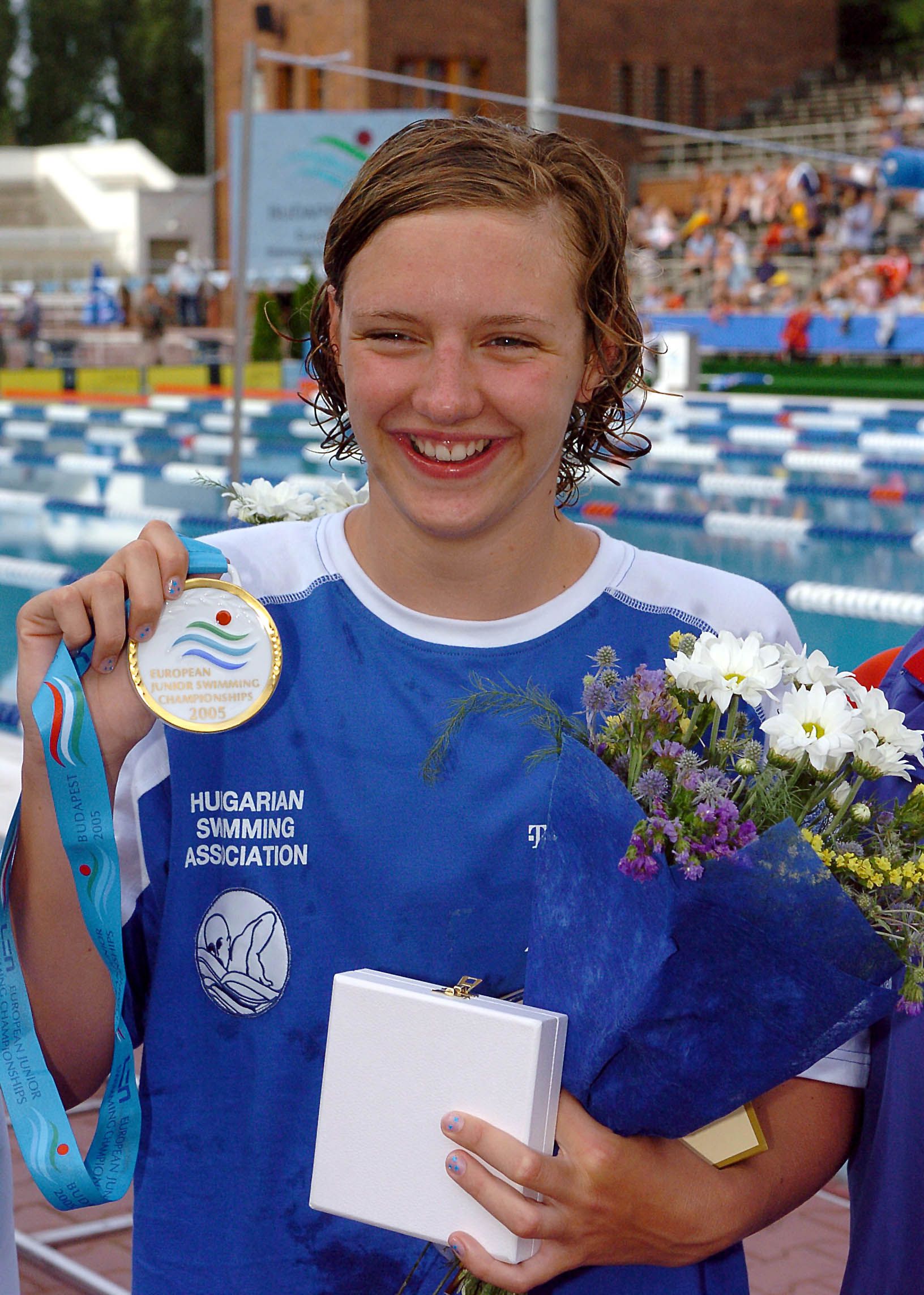 Ez sem tegnap volt. Katinka a 2005-ös ifjúsági Európa-bajnokság 400 vegyesen szerzett aranyával (Fotó: MTI/Kovács Tamás)