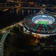 A kivilágított Nemzeti Atlétikai Központ