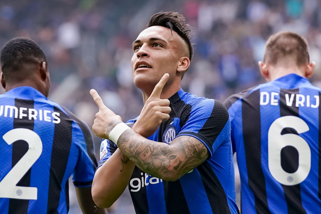 Az Inter egyik legjobb játékosa, Lautaro Martínez örül a góljának (Fotó: Getty Images)
