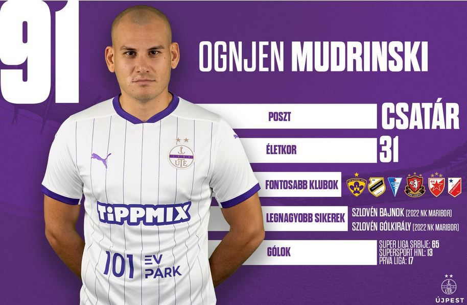 Mudrinszkit kedden mutatta be az Újpest /Fotó: Újpest FC