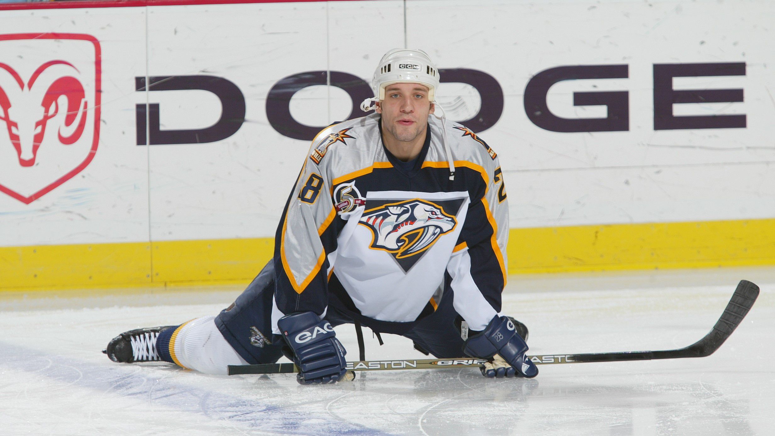 A Nashville Predators mezében. A jégkorongpályákon a sisak megvédte a súlyos sérülésektől... (Fotó: Getty Images)