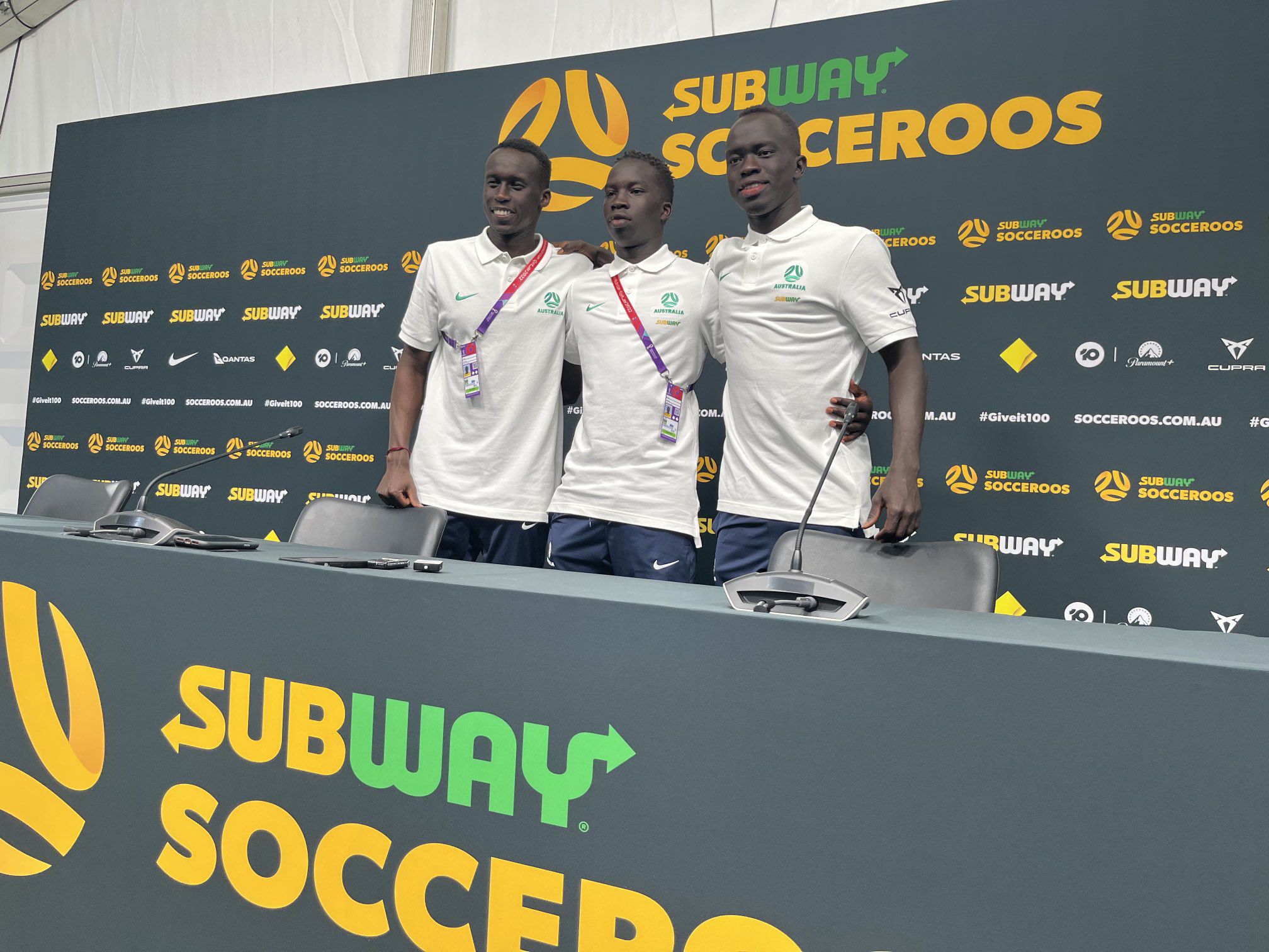 Az ausztrál futballválogatott három dél-szudáni gyökerekkel rendelkező futballistával utazott a vb-re (Fotó: Twitter)