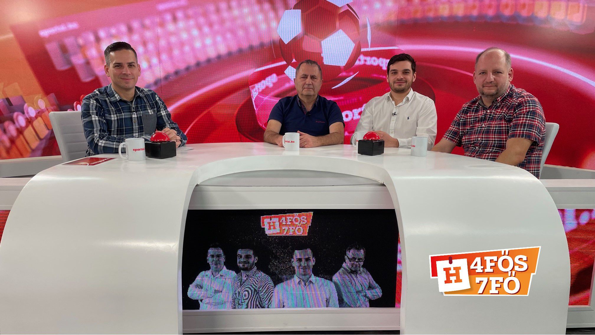 A Sportál Tv stúdiójában: Cselleng Ádám, Szekeres Tamás, Cseh Benjámin és Bán Tibor