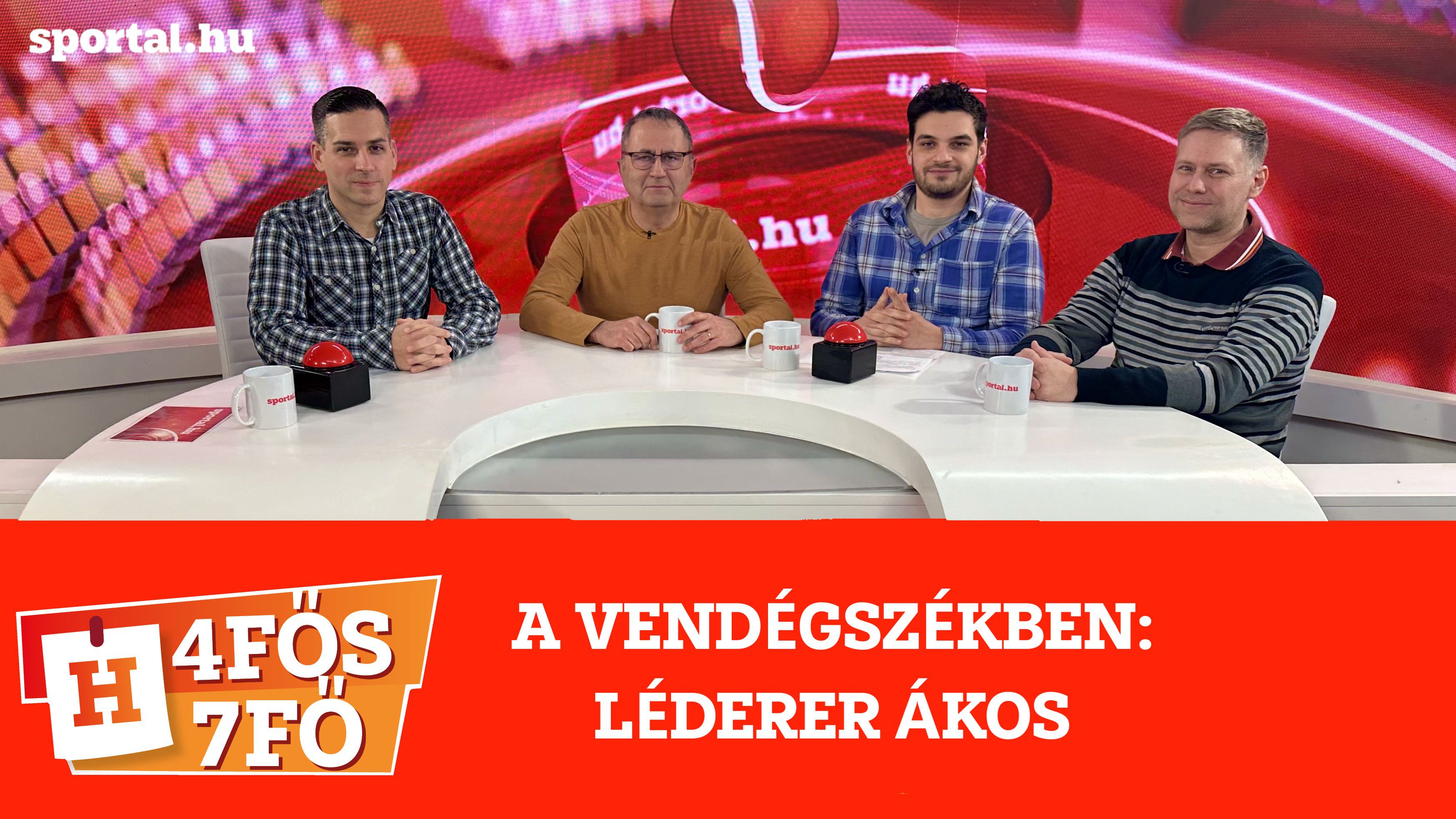 A Sportál Tv stúdiójában: Cselleng Ádám, Cseh Benjámin, Szekeres Tamás és Léderer Ákos