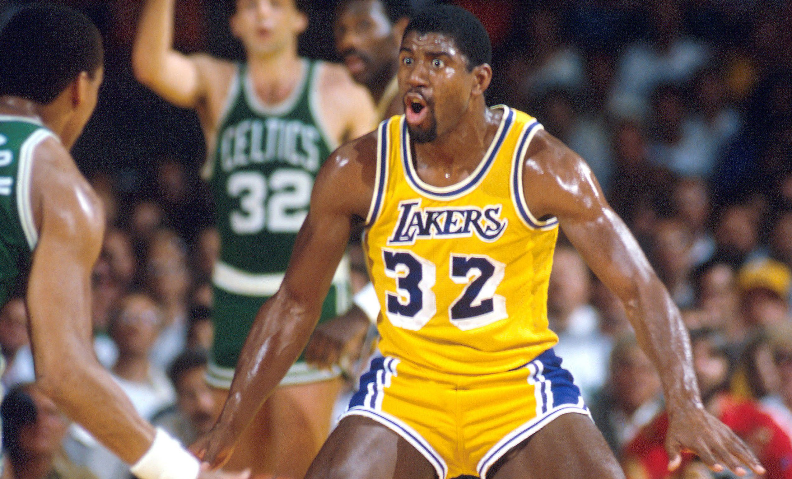 Magic Johnson, a '80-as években a Los Angeles Lakers és az NBA legnagyobb sztárja volt/Getty Images