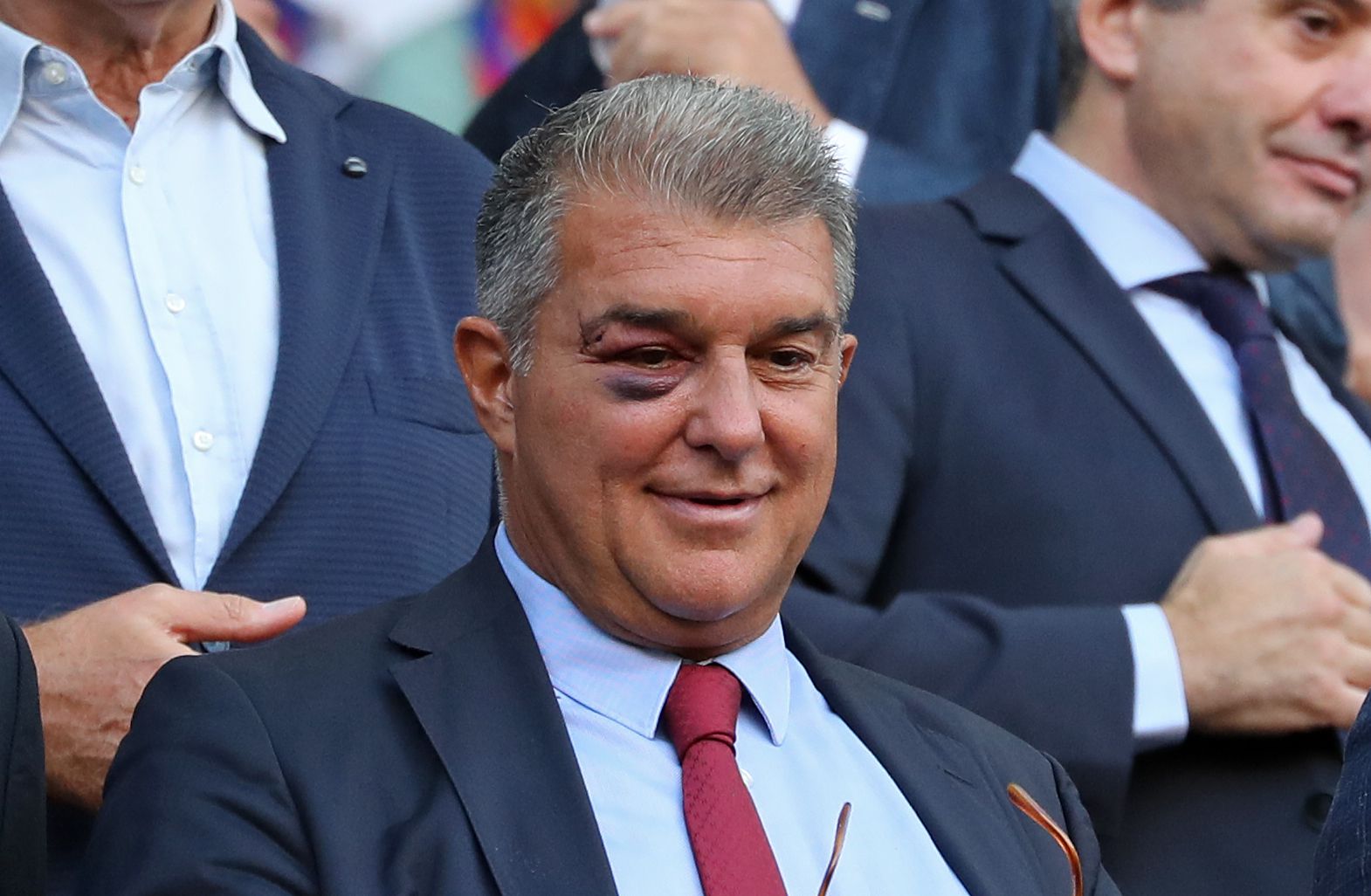 Joan Laporta, a Barca elnöke hatalmas monoklival nézte a meccset /Fotó: Getty Images