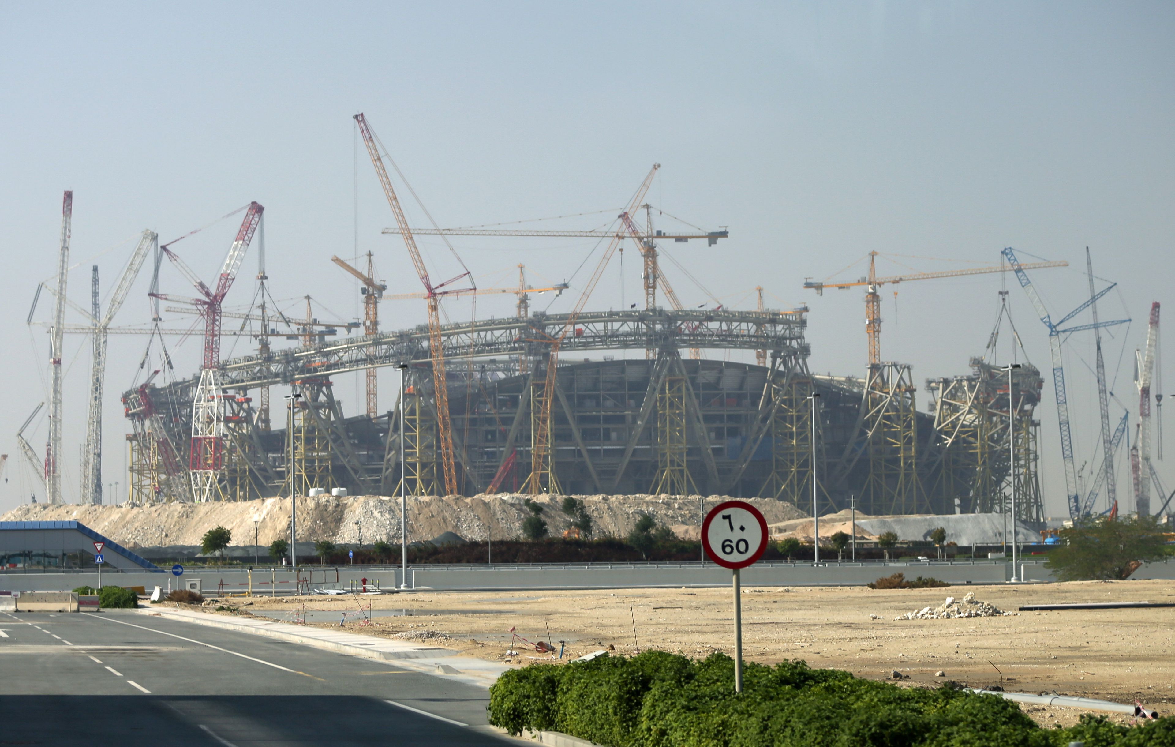 Épül a Luszail Stadion, a 2022-es katari labdarúgó-világbajnokság nyolc arénájának egyike/MTI/EPA/Ali Haider