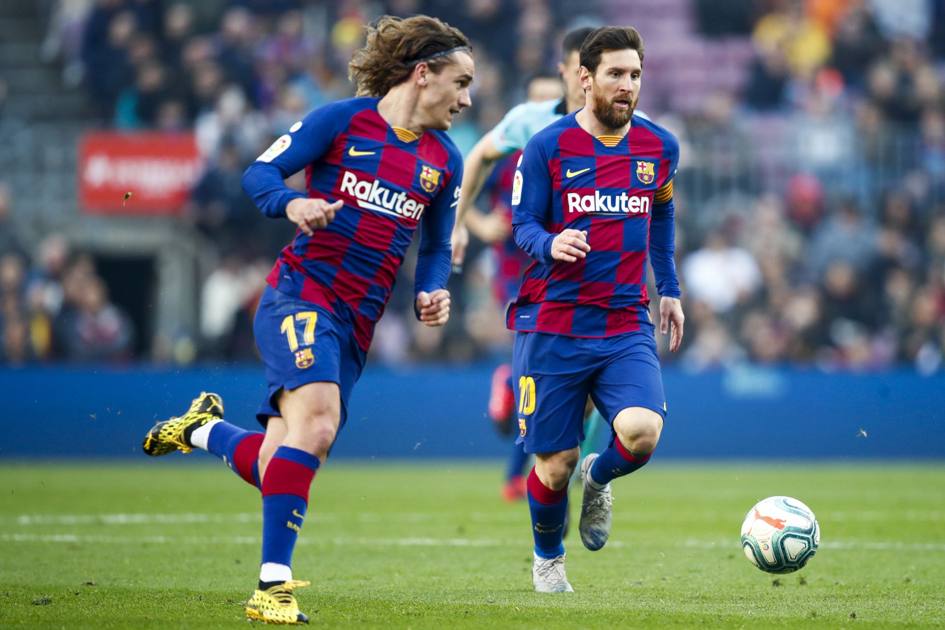 Antoine Griezmann (balra) világbajnok, Lionel Messi hatszoros aranylabdás,  őket kellene megállítania az FTC-nek /Fotó: Getty Images