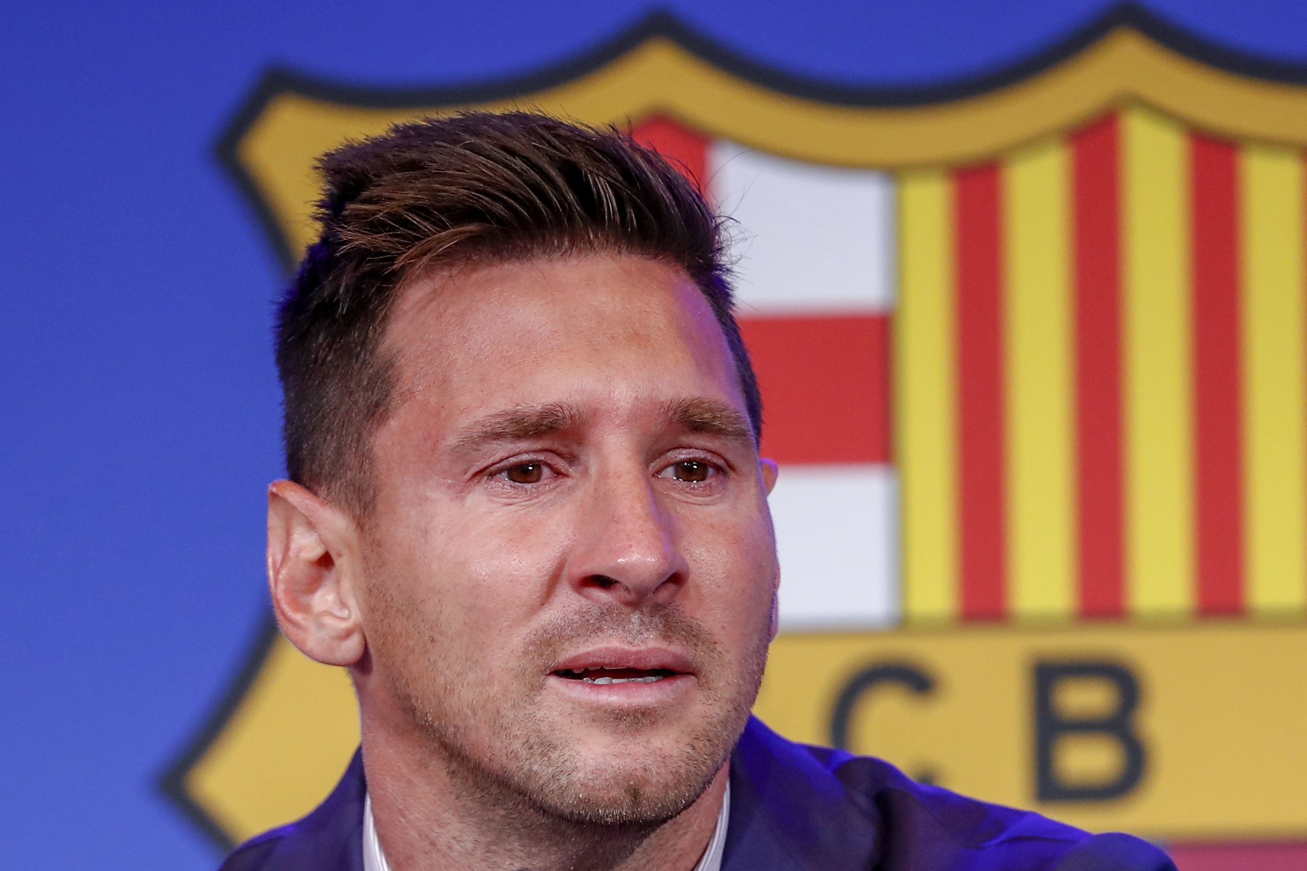 Messi könnyeivel küszködött búcsúzó sajtótájékoztatóján /Fotó: Profimédia