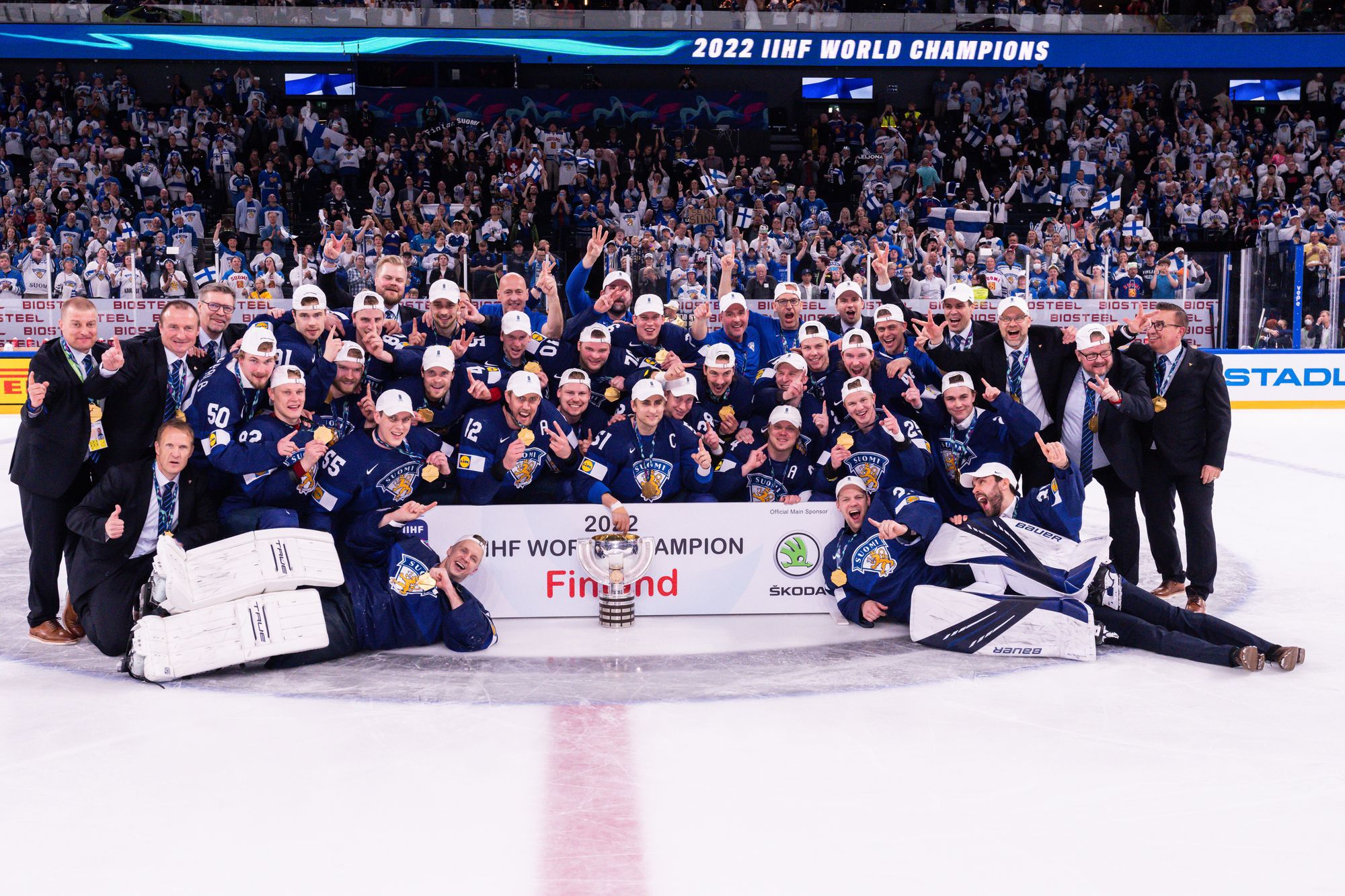 A finn jégkorong a legszebb napjait éli, a válogatott negyedszer lett világbajnok, a magyar csapat pedig jövőre egy csoportban lesz velük a tornán/Getty Images