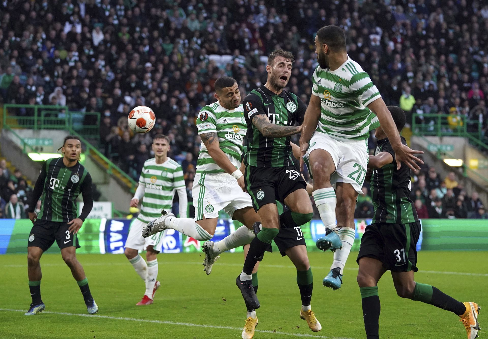 Glasgow-ban 2-0-s vereséget szenvedett a Fradi / Fotó: MTI/AP/PA/Andrew Milligan