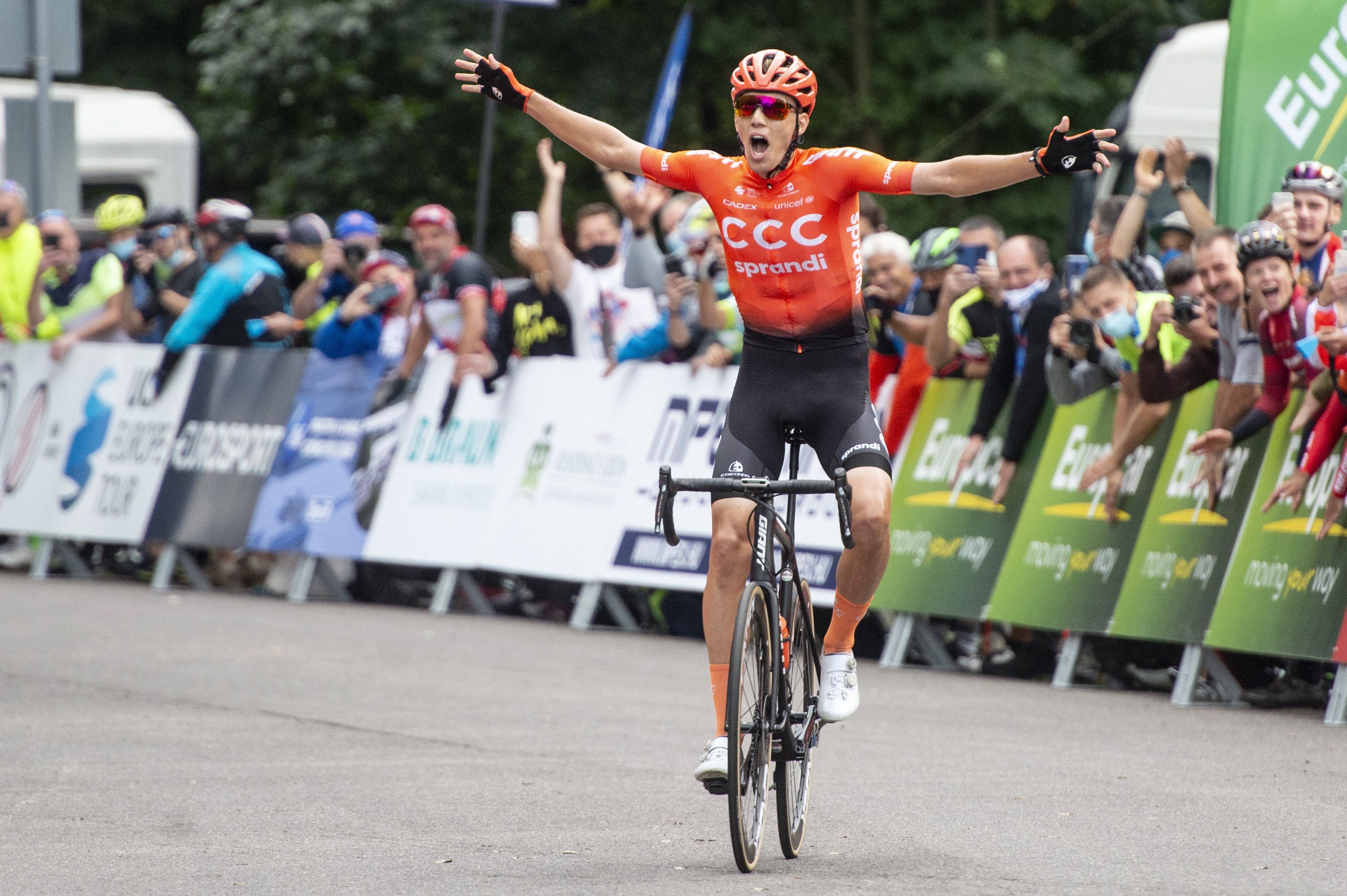 Valter Attila, 2020 Tour de Hongrie-győztese, itt még a CCC istálló versenyzőjeként. / Fotó: MTI/Komka Péter