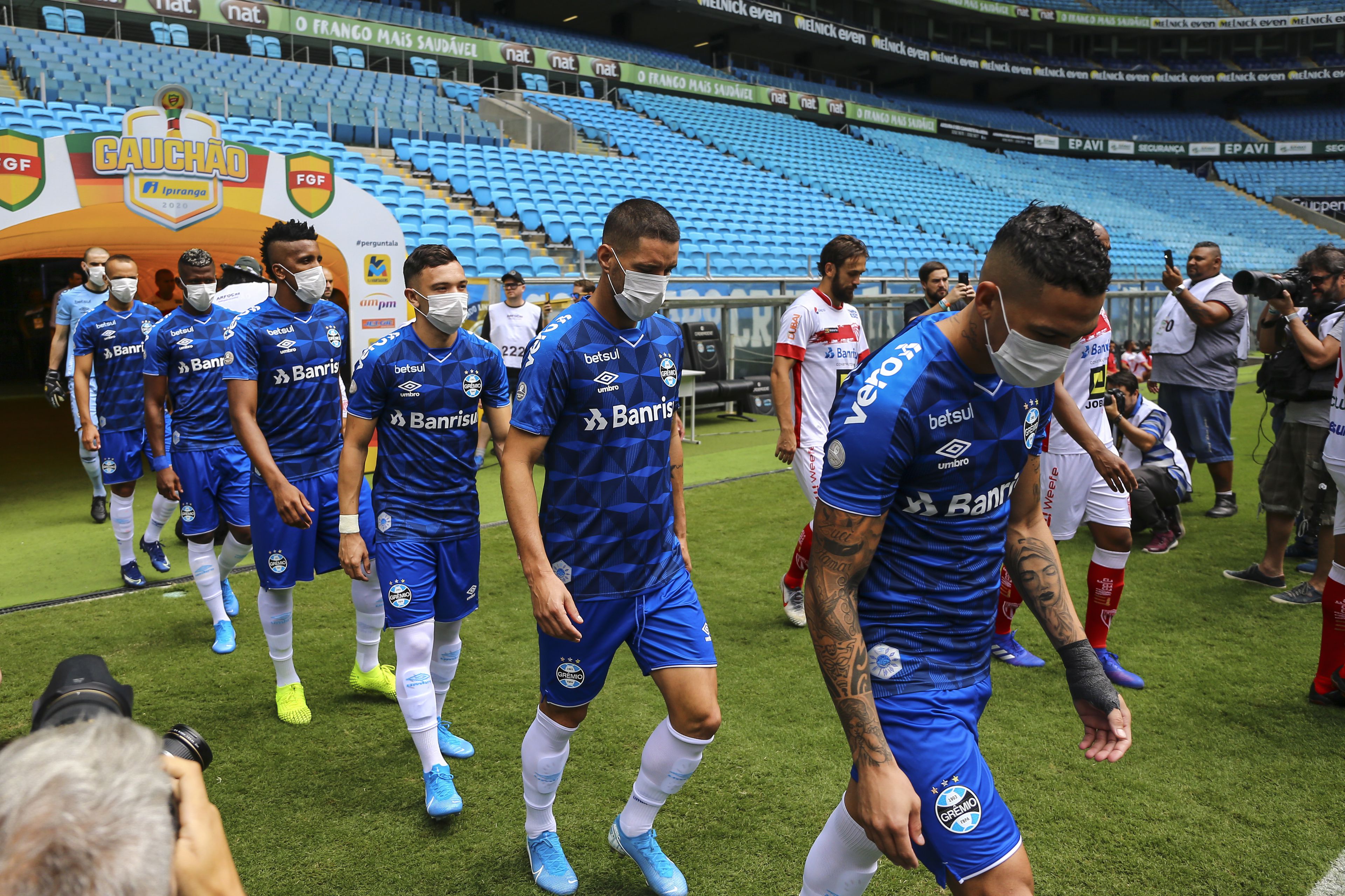 A Gremio játékosai így tiltakoztak az ellen, hogy futballozniuk kellett /Fotó: Getty Images