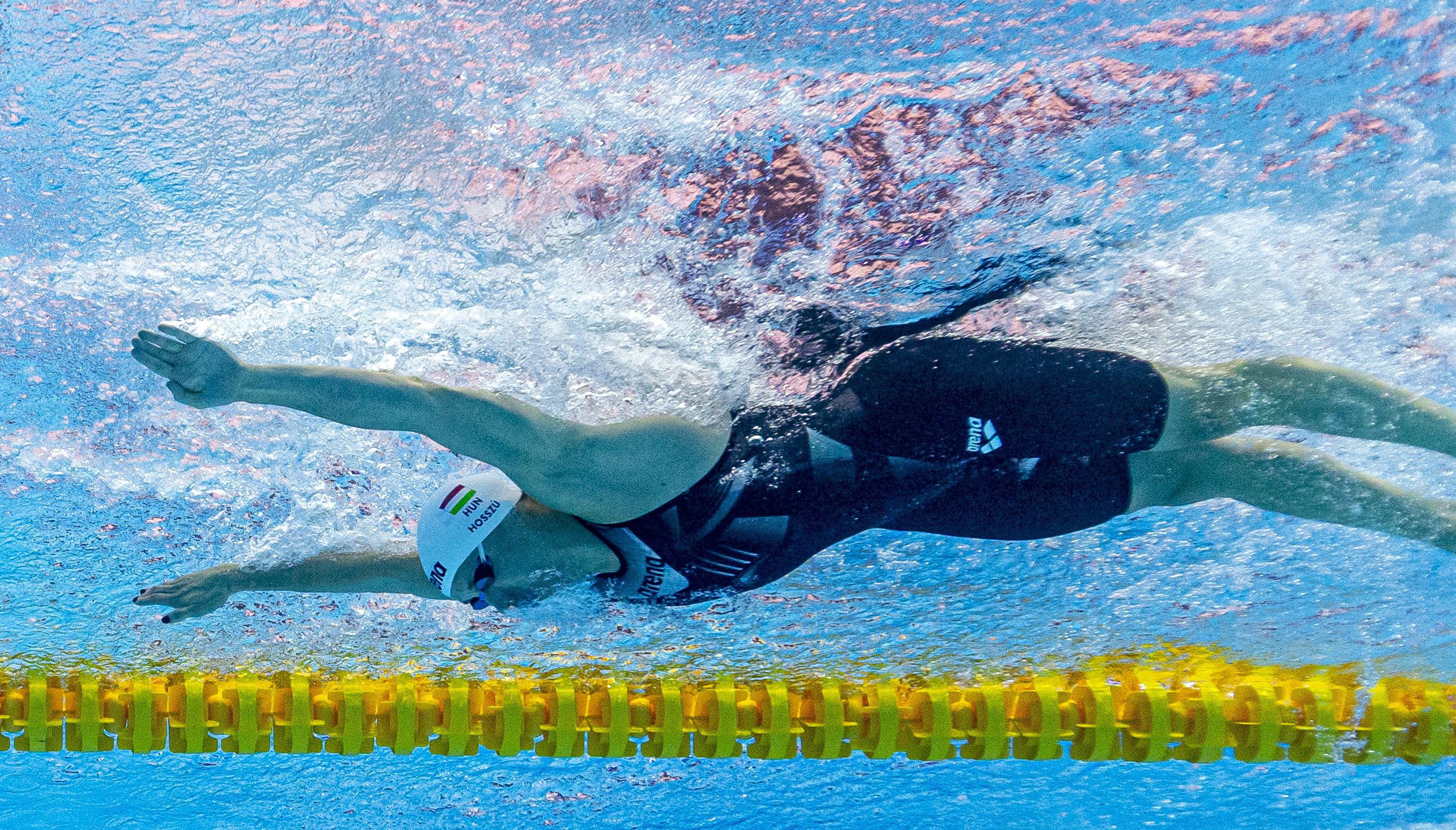 Hosszú Katinka a kvangdzsui vizes világbajnokság női 400 méteres vegyesúszásának előfutamában. / Fotó: MTI/EPA/Patrick B. Krämer