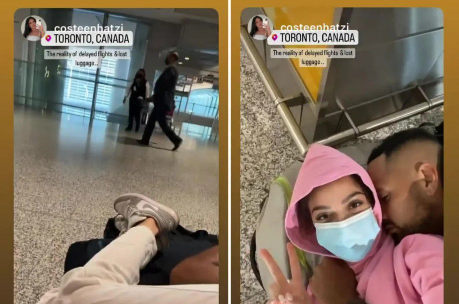Nick Kyrgios és modell barátnője Torontóban a földön töltötte az éjszakát a reptéren, a csomagja is elveszett / Fotó: instagram