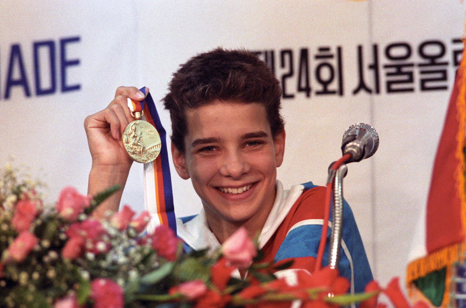 Így mosolygott Szöulban minden idők legfiatalabb olimpiai bajnok úszója /Fotó: MTI Németh Ferenc