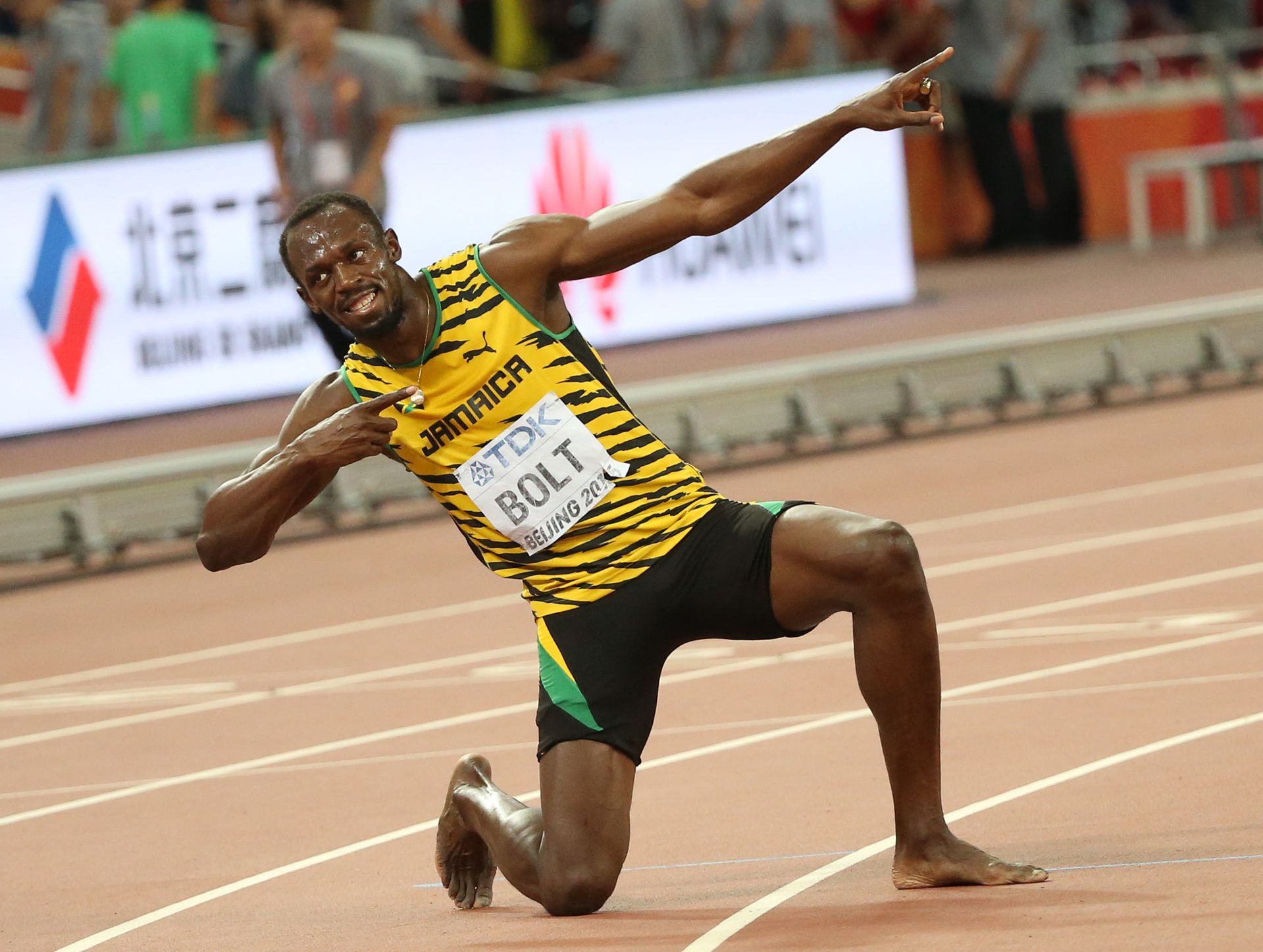 Bolt az ikonikussá vált nyilazó póz közben/Fotó: Getty Images