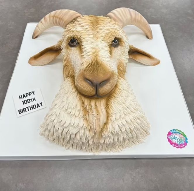 „Boldog 100. születésnapot!” Áll a viccesnek szánt jókívánság a torta mellett. Az angol kecske szó (goat) a Greatest of all time, azaz „Minden idők legjobbja” rövidítésére is utal /Fotó: Instagram