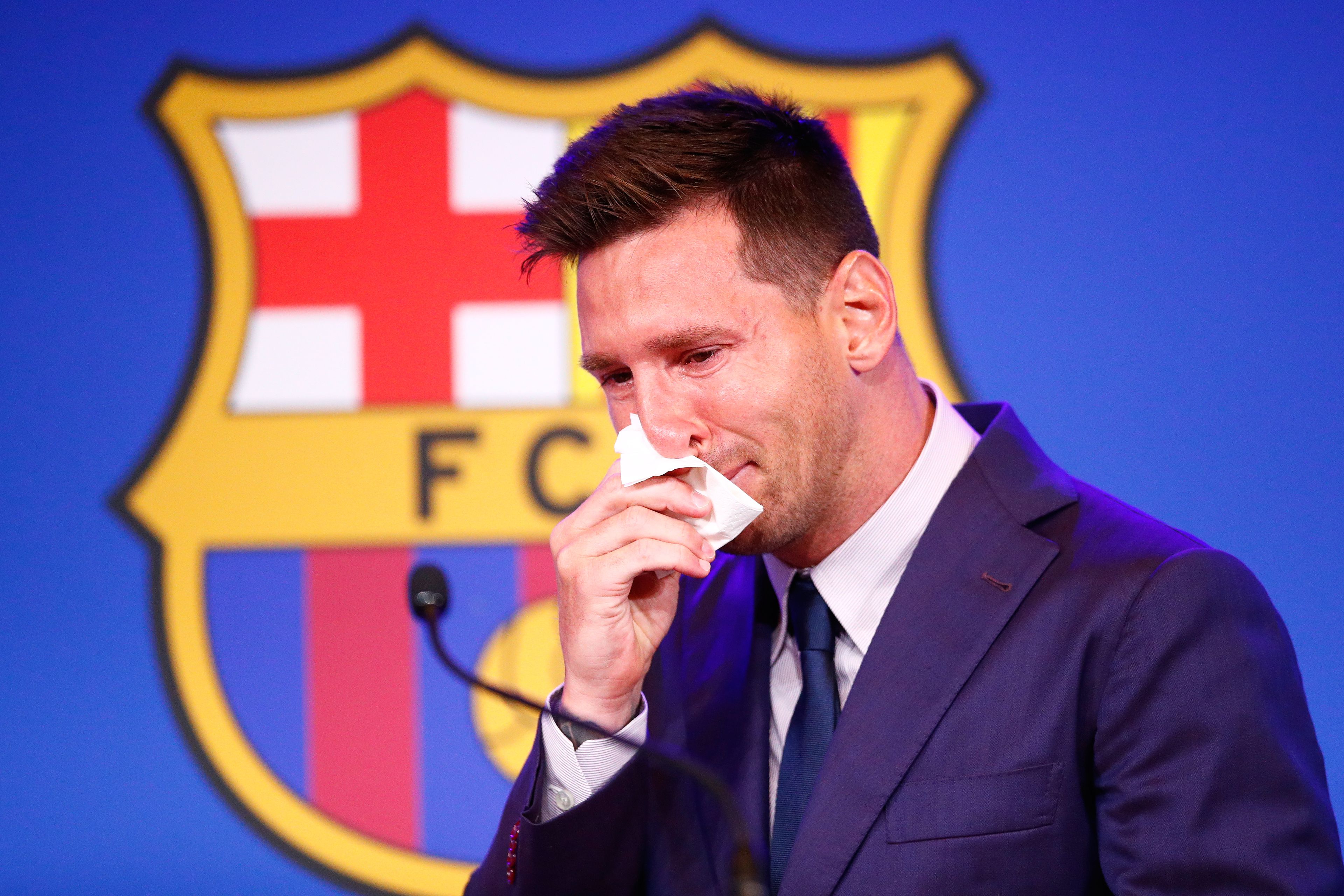 Messi elsírta magát búcsú-sajtótájékoztatóján /Fotó: Getty Images