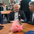 Gyulay Zsolt, Schmitt Pál és Fábián László a Csanádi Árpád születésének 100. évfordulója alkalmából rendezett konferencián az MVM Dome-ban (Fotó: MTI/Illyés Tibor)