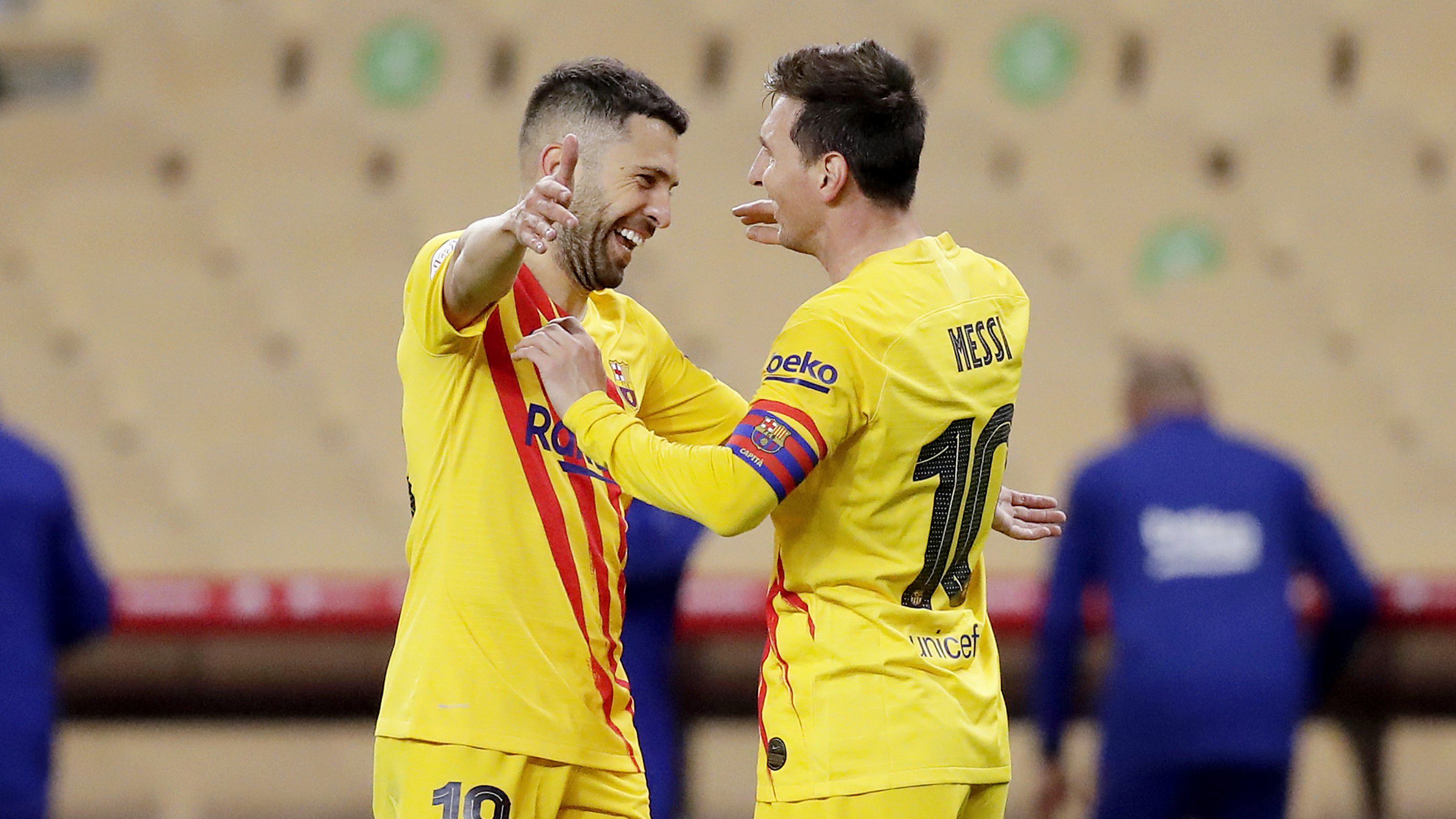 Jordi Alba és Lionel Messi a pályán és azon kívül is jó kapcsolatot ápol(t) egymással (Fotó: Getty Images)