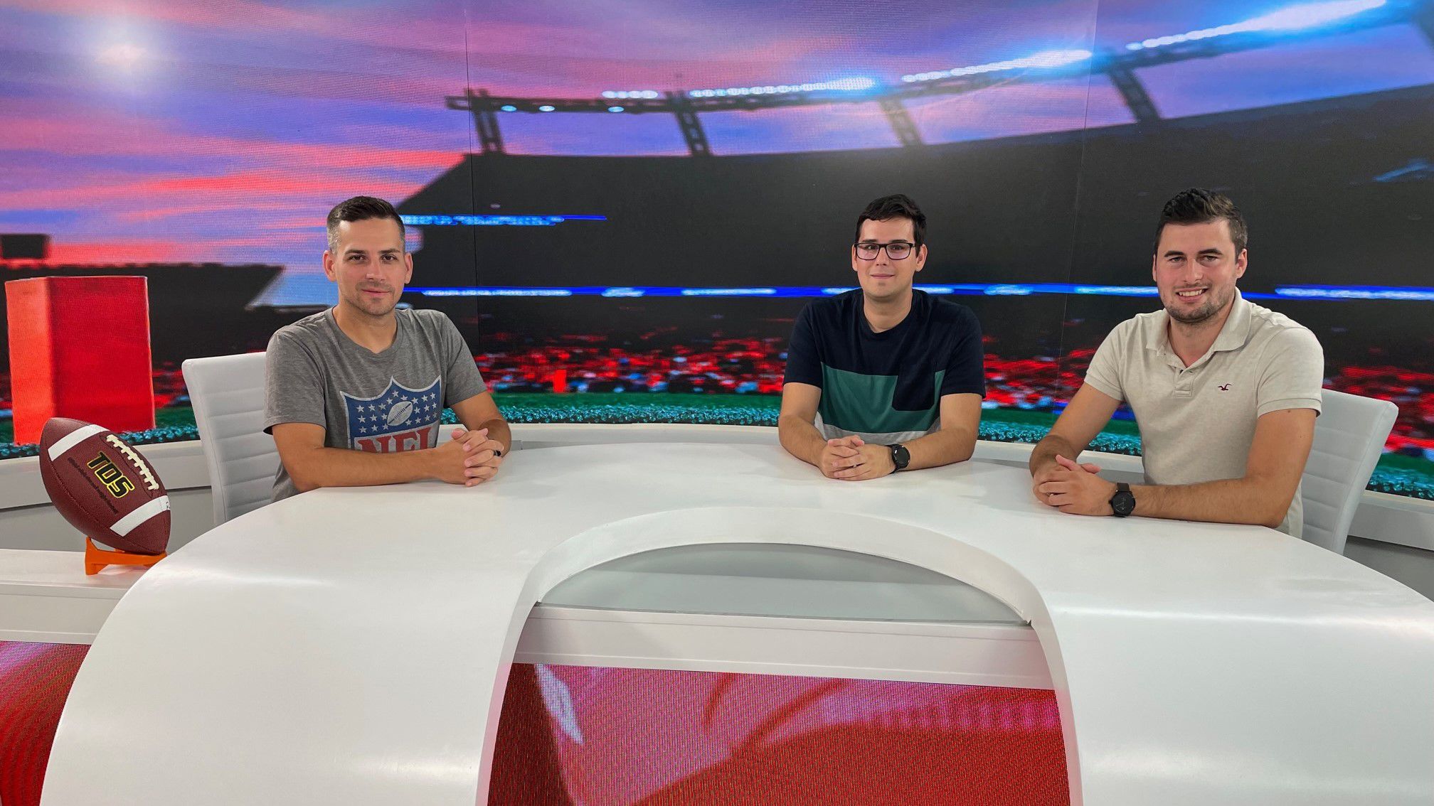 A Sportal Tv stúdiójában: Cselleng Ádám, Kerek István és Katona Dániel