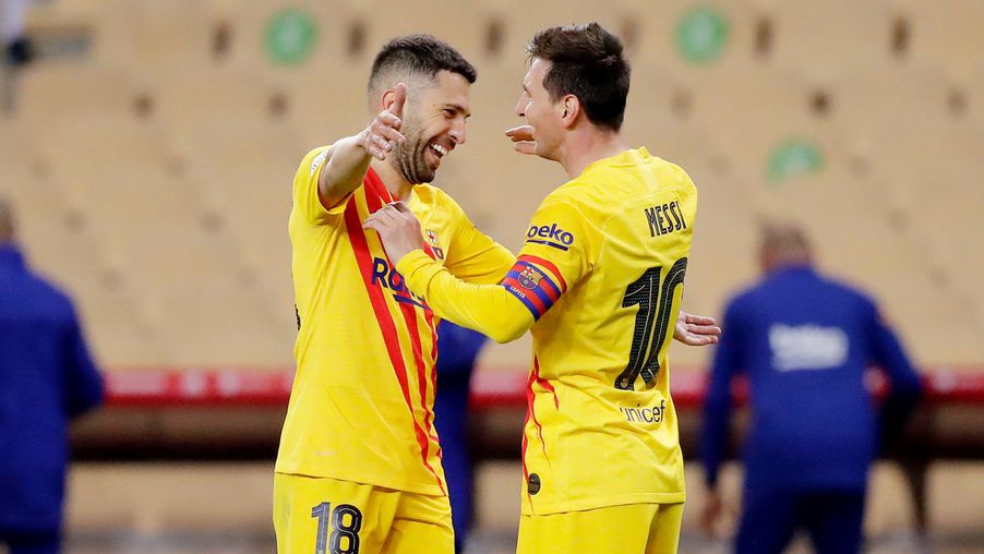 Jordi Alba és Lionel Messi kilenc évig játszottak együtt a Barcában (Fotó: Getty Images)