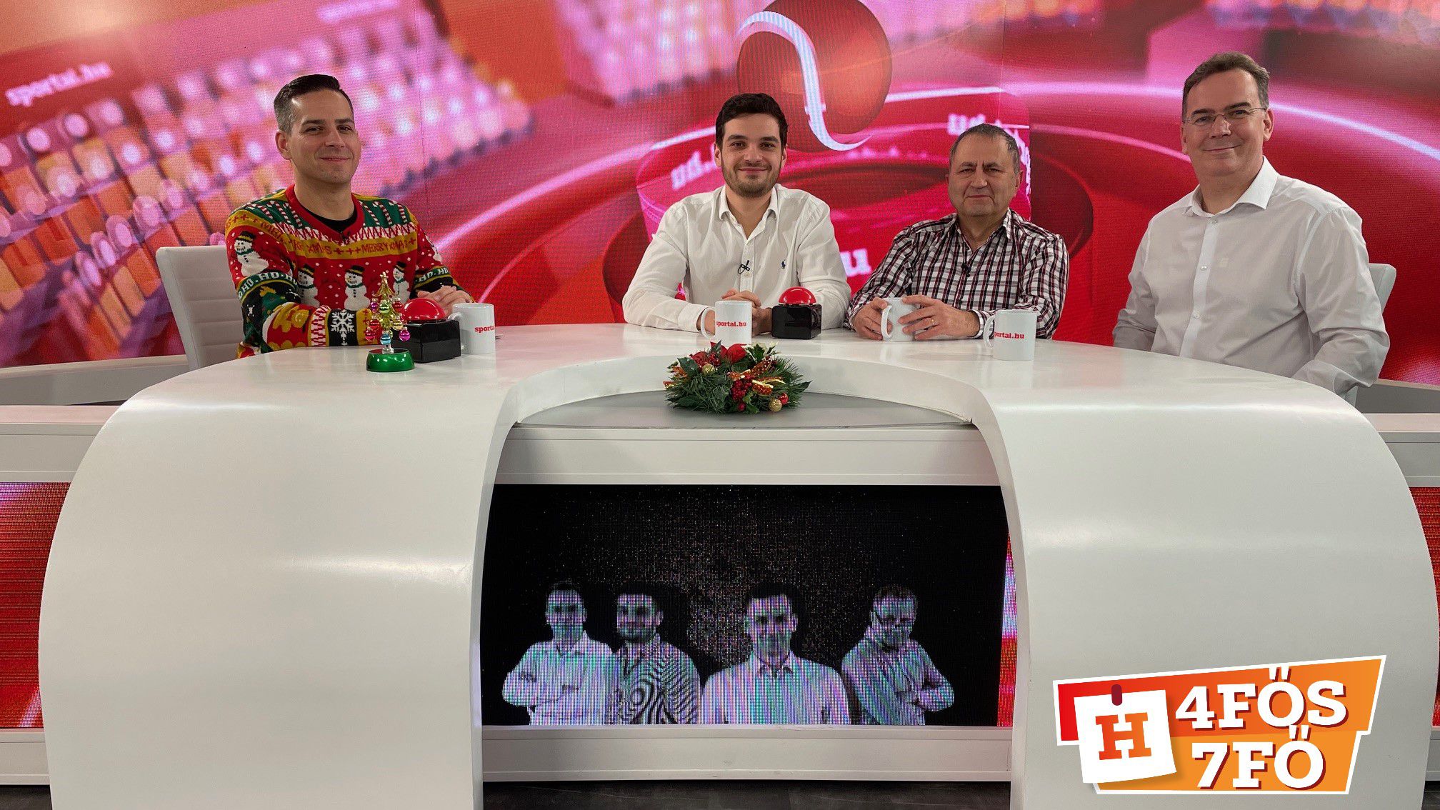 A Sportál Tv stúdiójában: Cselleng Ádám, Cseh Benjámin, Szekeres Tamás és Kecskés István
