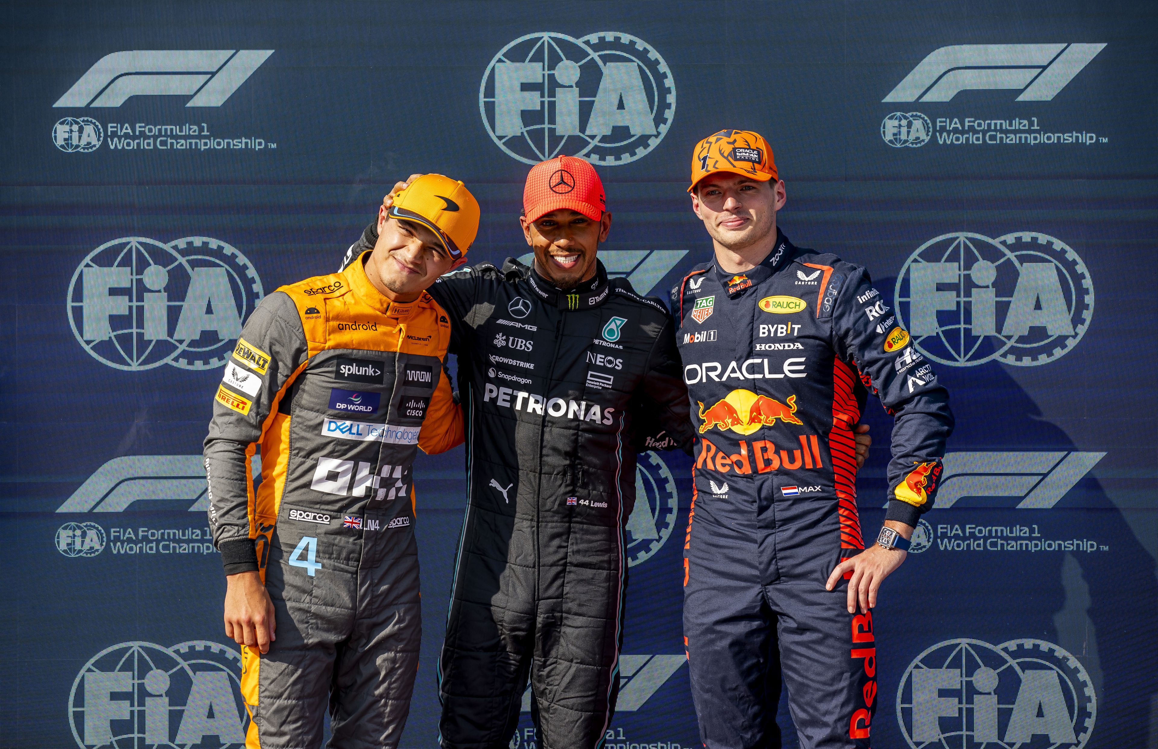 Lando Norris, Lewis Hamilton és Max Verstappen (b-j) / Fotó: Czerkl Gábor