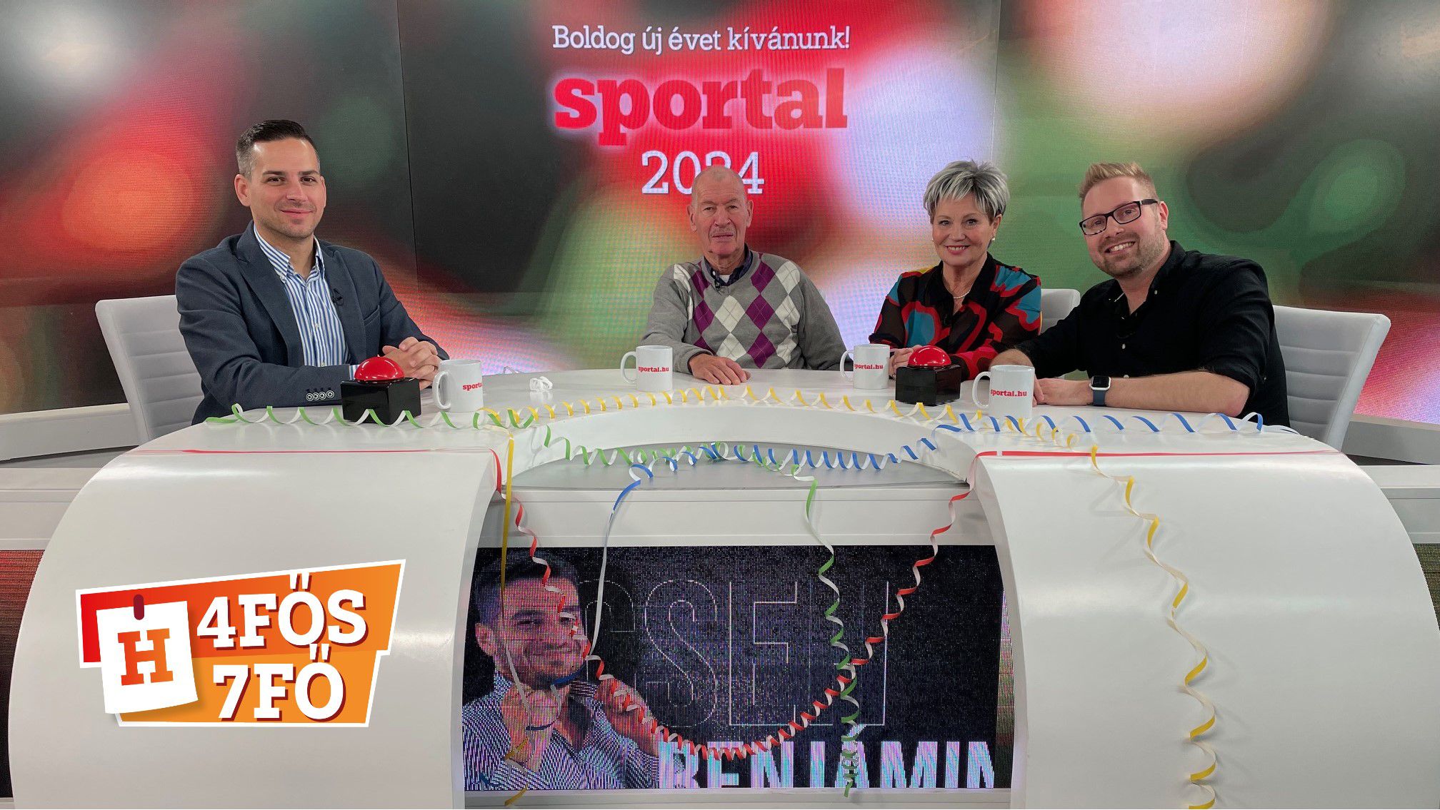 A Sportál Tv stúdiójában: Cselleng Ádám, Marczali László, Bay Éva és Marczali László