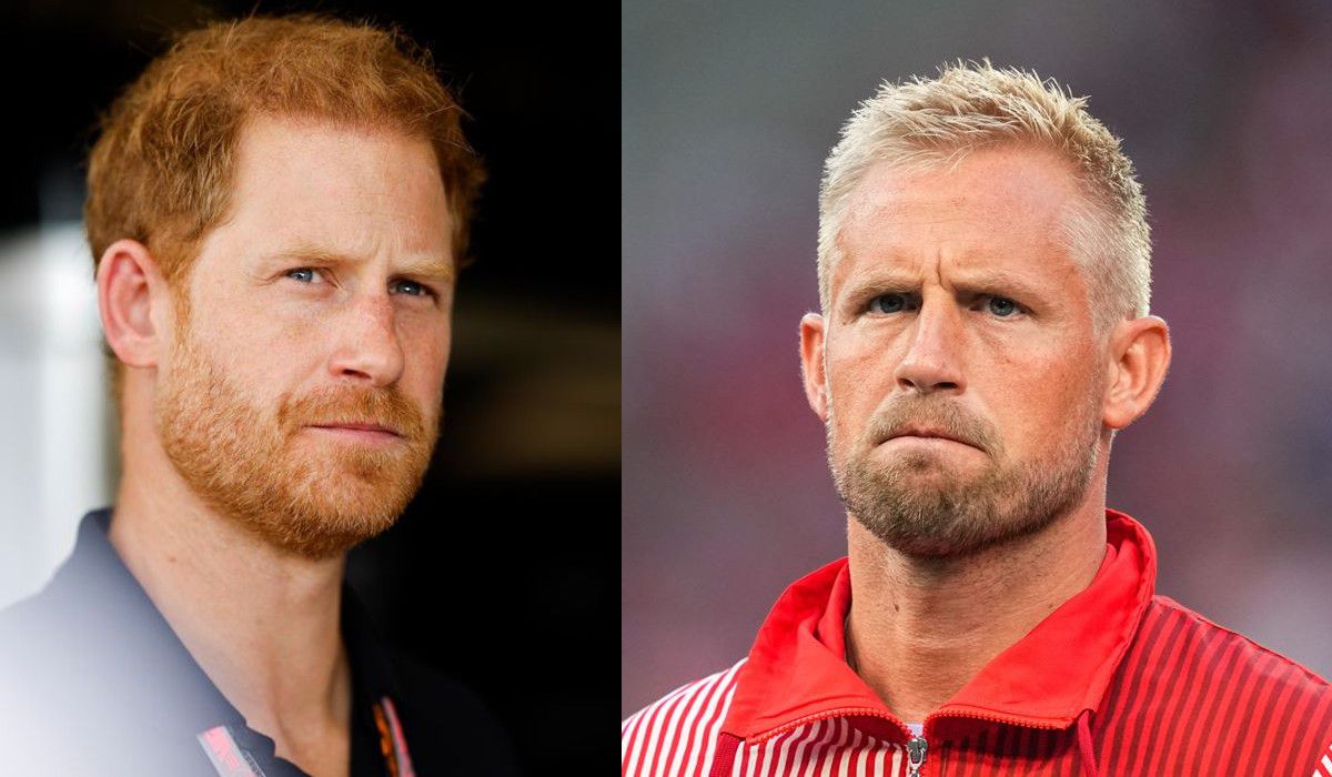 Kasper Schmeichel (jobbra) és Harry herceg