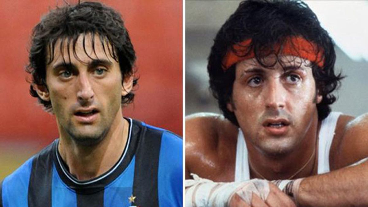 Diego Milito és a Rocky Balboát alakító Sylvester Stallone