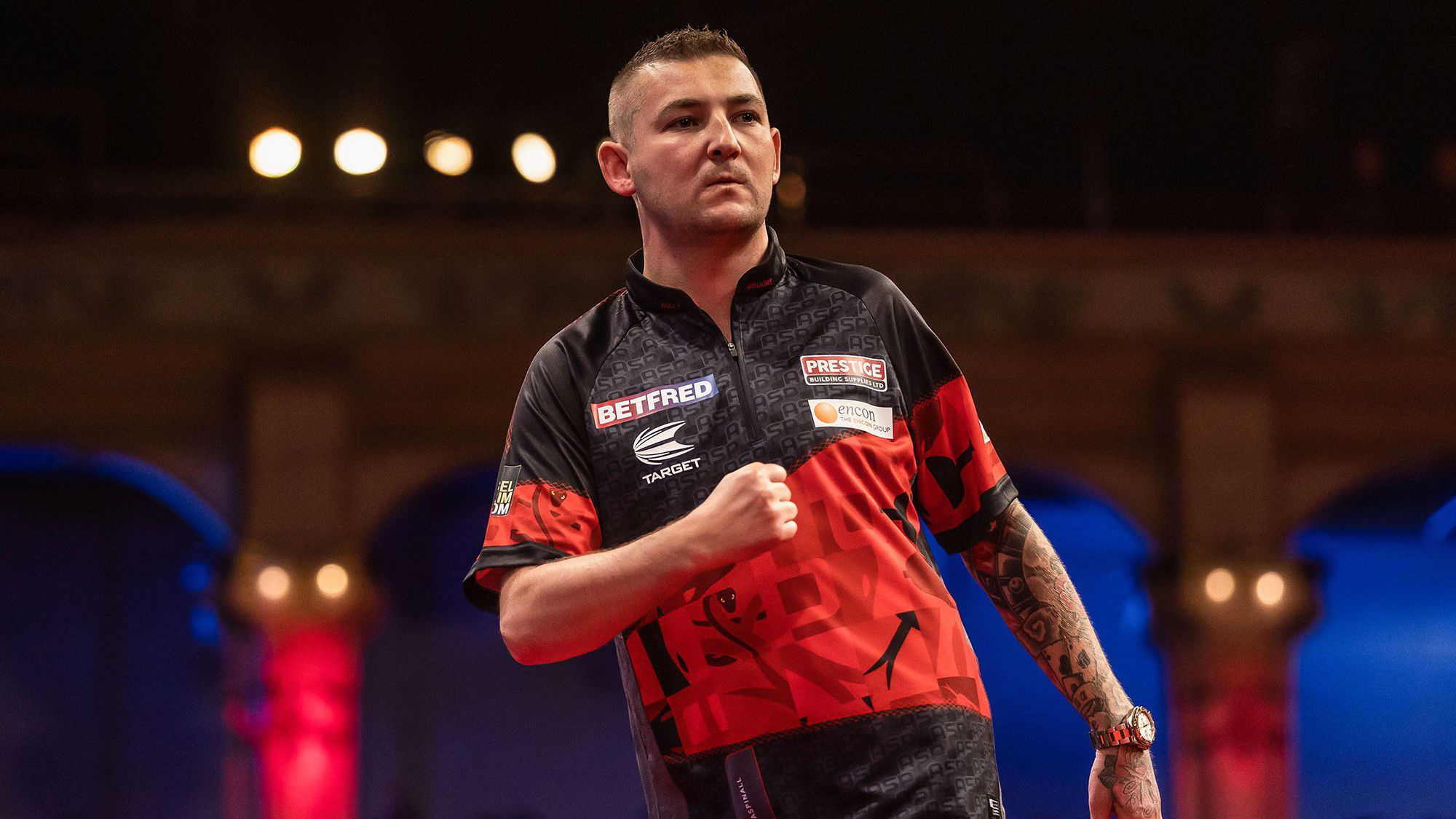 Nathan Aspinall másodszor nyert major tornát, ő a World Matchplay idei győztese (Fotó: PDC)