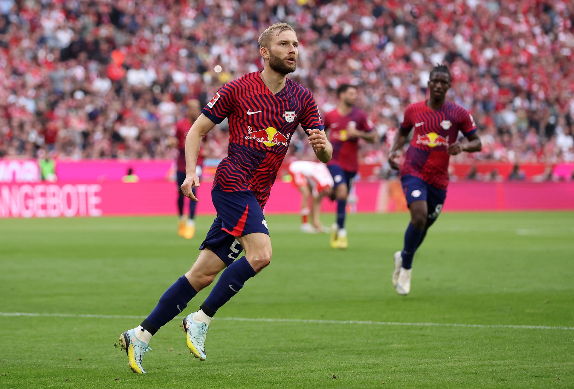 Konrad Laimer a Bundesliga legutóbbi fordulójában betalált a Bayern München ellen (Fotó: Getty Images)