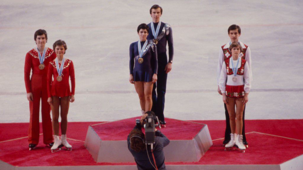 1980-ban az olimpián is, ahogy mindig, Rodnyináék feszítenek a dobogó közepén (Fotó: Getty Images)