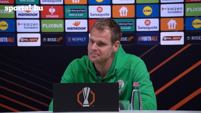 Dibusz Dénes sajtótájékoztatója az FTC–Plzen mérkőzés előtt