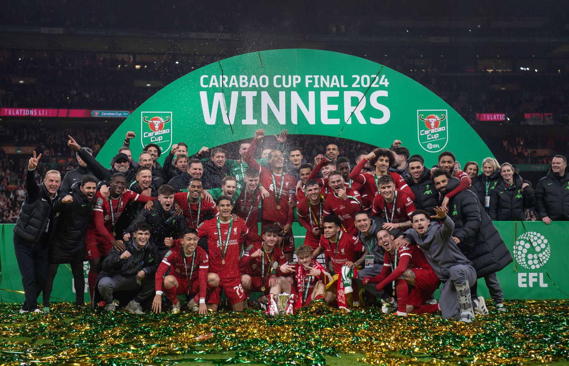 Az idény első, vagy az utolsó trófeáját ünnepelte a Liverpool? Fotó: Getty Images