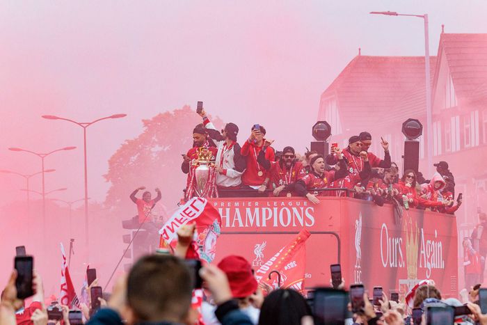 Ünnepelnek a játékosok a bajnoki cím megnyerése után