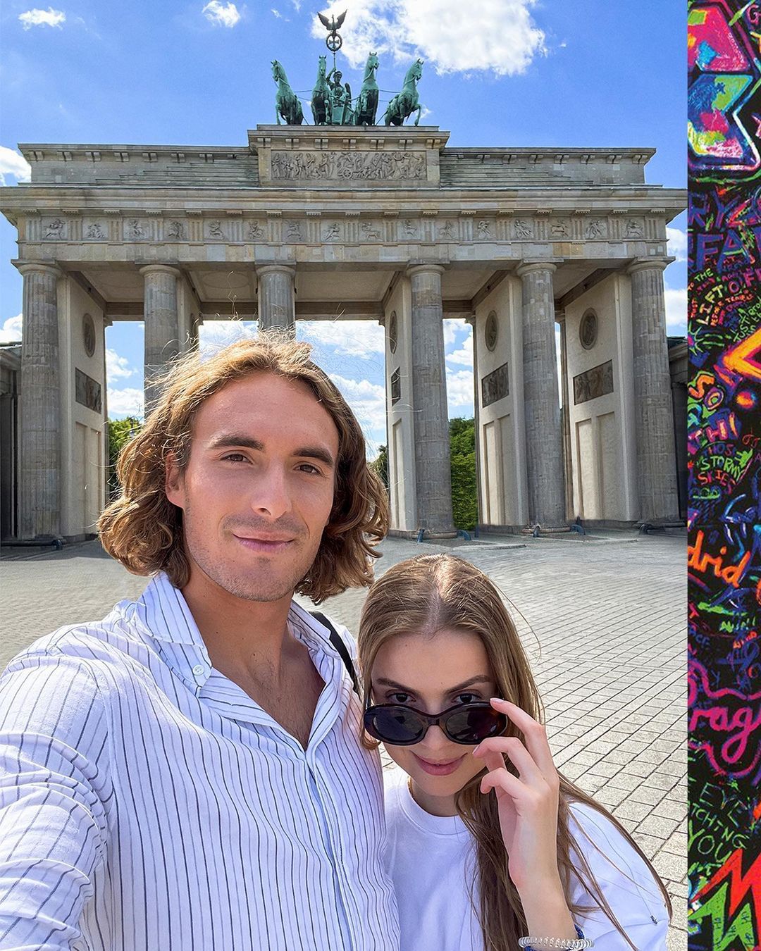 Itt Berlinben még  mosolyog Theodora, de nem szeretnénk ott lenni, amikor csípőre tett kézzel megkérdi: Mi is van azzal a szőke színésznőcskével, Sztefanosz? (Fotó: Instagram)