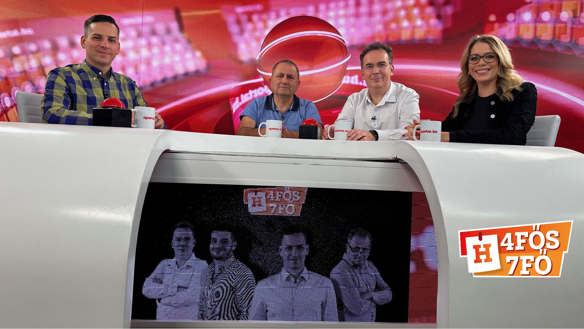 A Sportál Tv stúdiójában: Cselleng Ádám, Szekeres Tamás, Kecskés István és Szedmák Zita