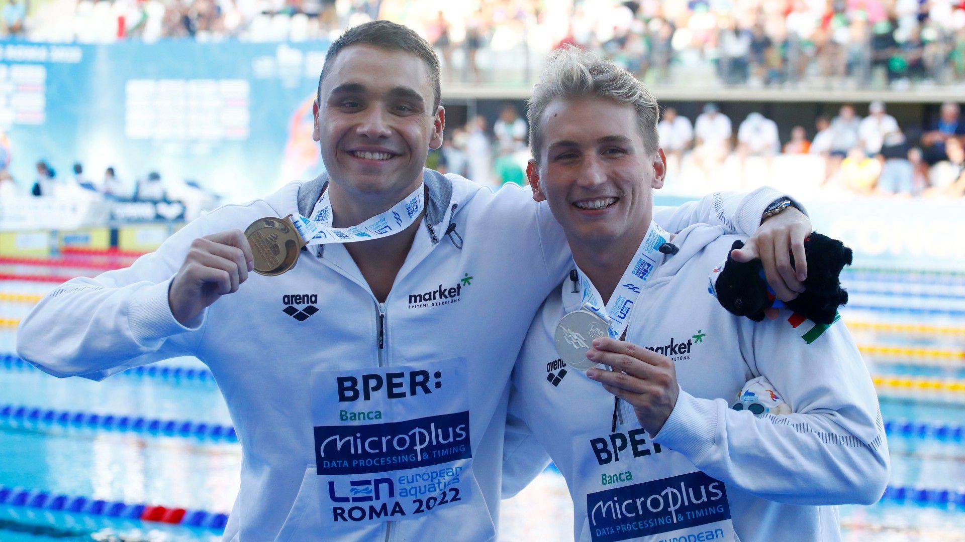 Kettős magyar siker 200 pillangón a római úszó Eb-n: Milák Kristóf (balra) nyert, Márton Richárd lett a második (Fotó: Getty Images)