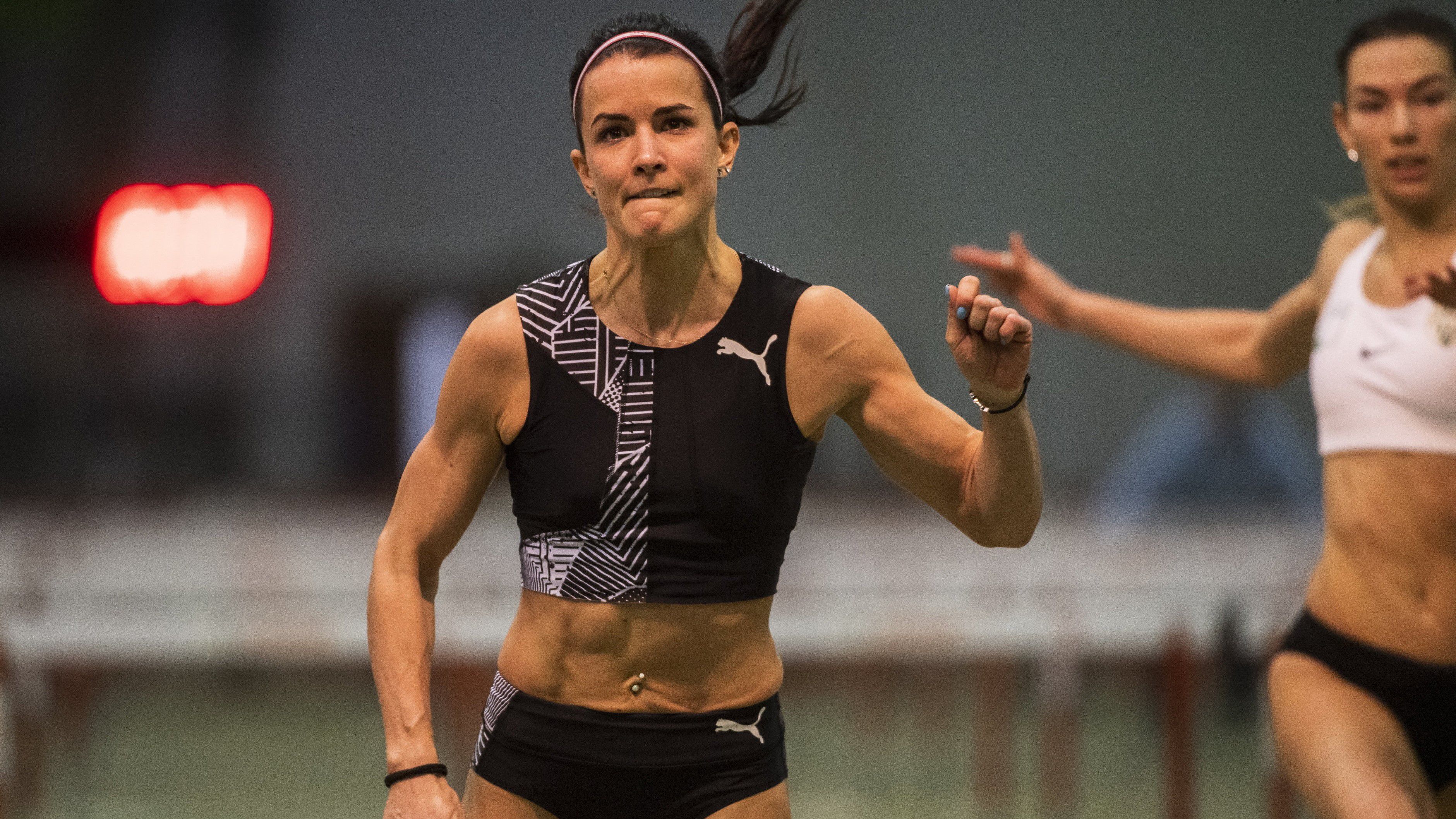 Kerekes Gréta, DSC-SI versenyzője, a női 60 méteres gátfutás győztese a fedett pályás atlétikai bajnokságon / Fotó: MTI/Mónus Márton