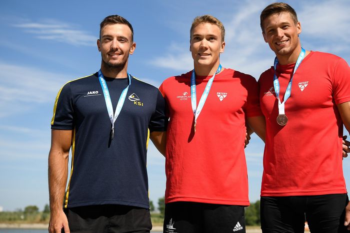 Kopasz Bálint (középen) 1000 egyesben is nyert a kajak-kenu ob-n