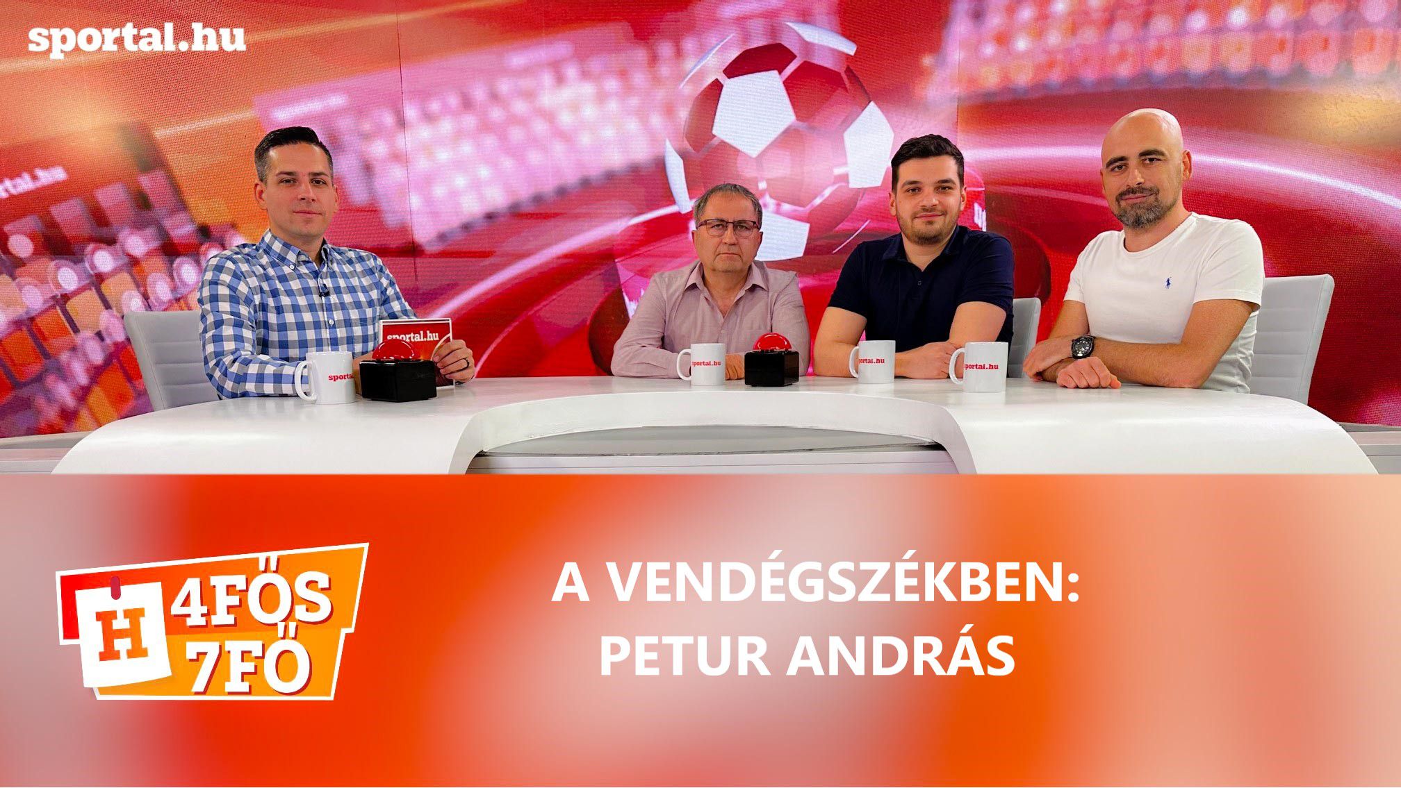 A Sportal Tv stúdiójában: Cselleng Ádám, Szekeres Tamás, Cseh Benjámin és Petur András