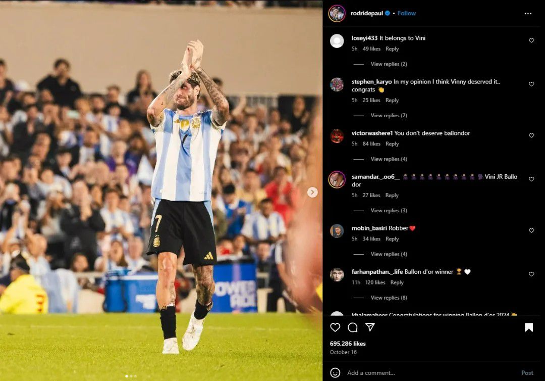 Célt tévesztettek a Real Madrid-szurkolók (Fotó: Instagram/rodrigodepaul)