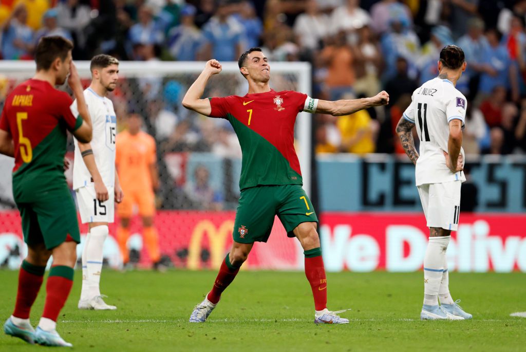 Cristiano Ronaldo öröme az Uruguay elleni győztes meccs után (Fotó: Richard Sellers/Getty Images)