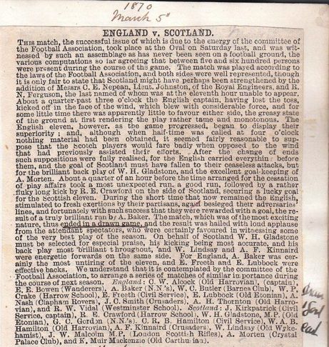 A 150 évvel ezelőtti újságcikk a meccs összefoglalójával
