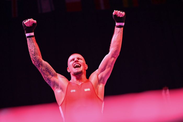 Gémes Levente nagy csatában győzte le olasz ellenfelét (Fotó: Magyar Ökölvívók Szövetsége)