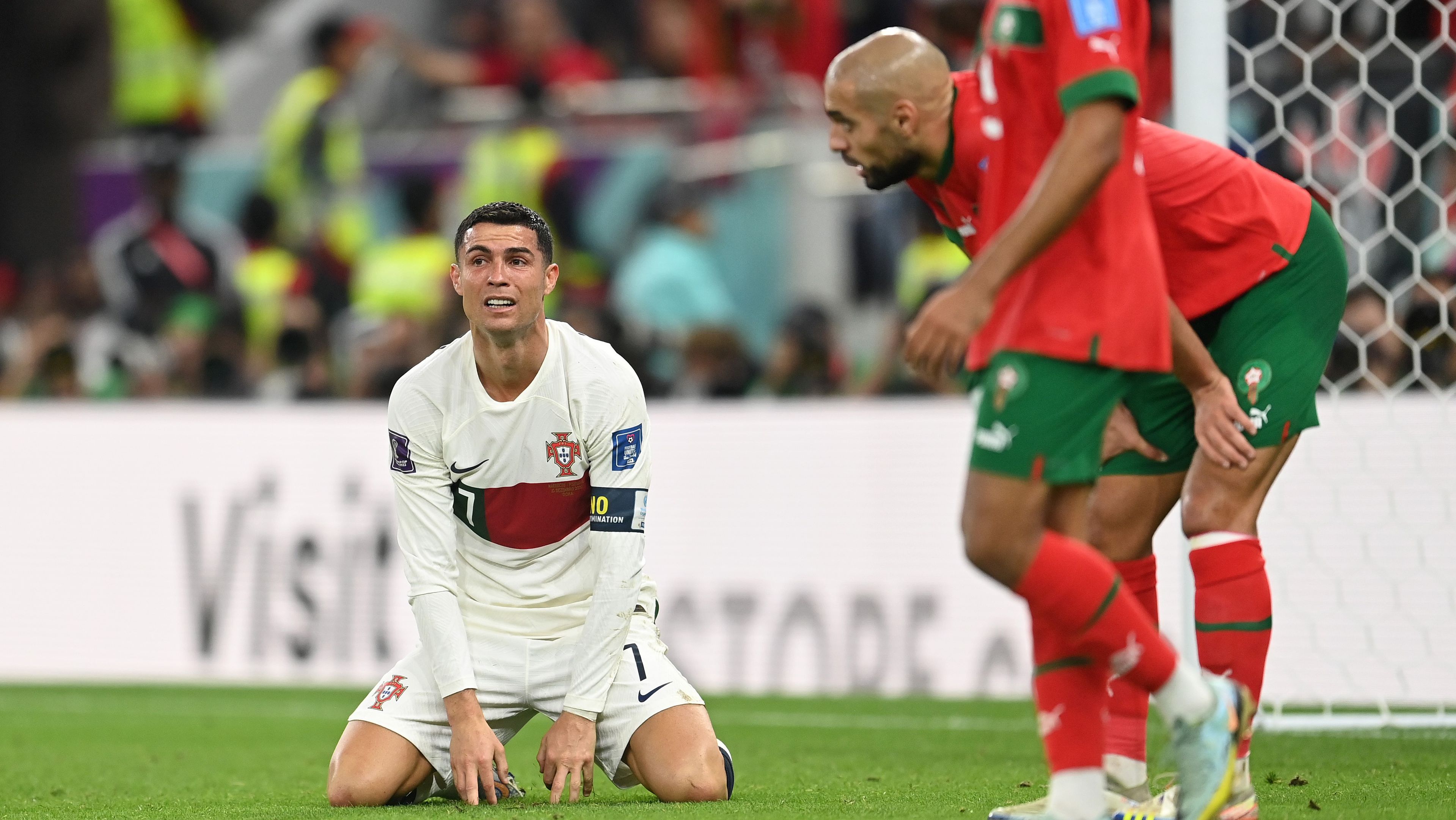 Cristiano Ronaldo 2022-ben könnyeivel küszködött a Marokkó elleni kiesés során...