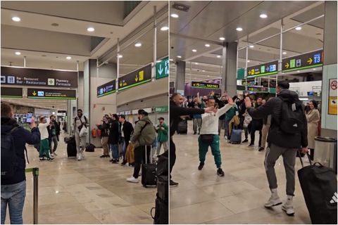Στο αεροδρόμιο της Μαδρίτης ο Παναθηναϊκός γνώρισε την αποθέωση (vids)